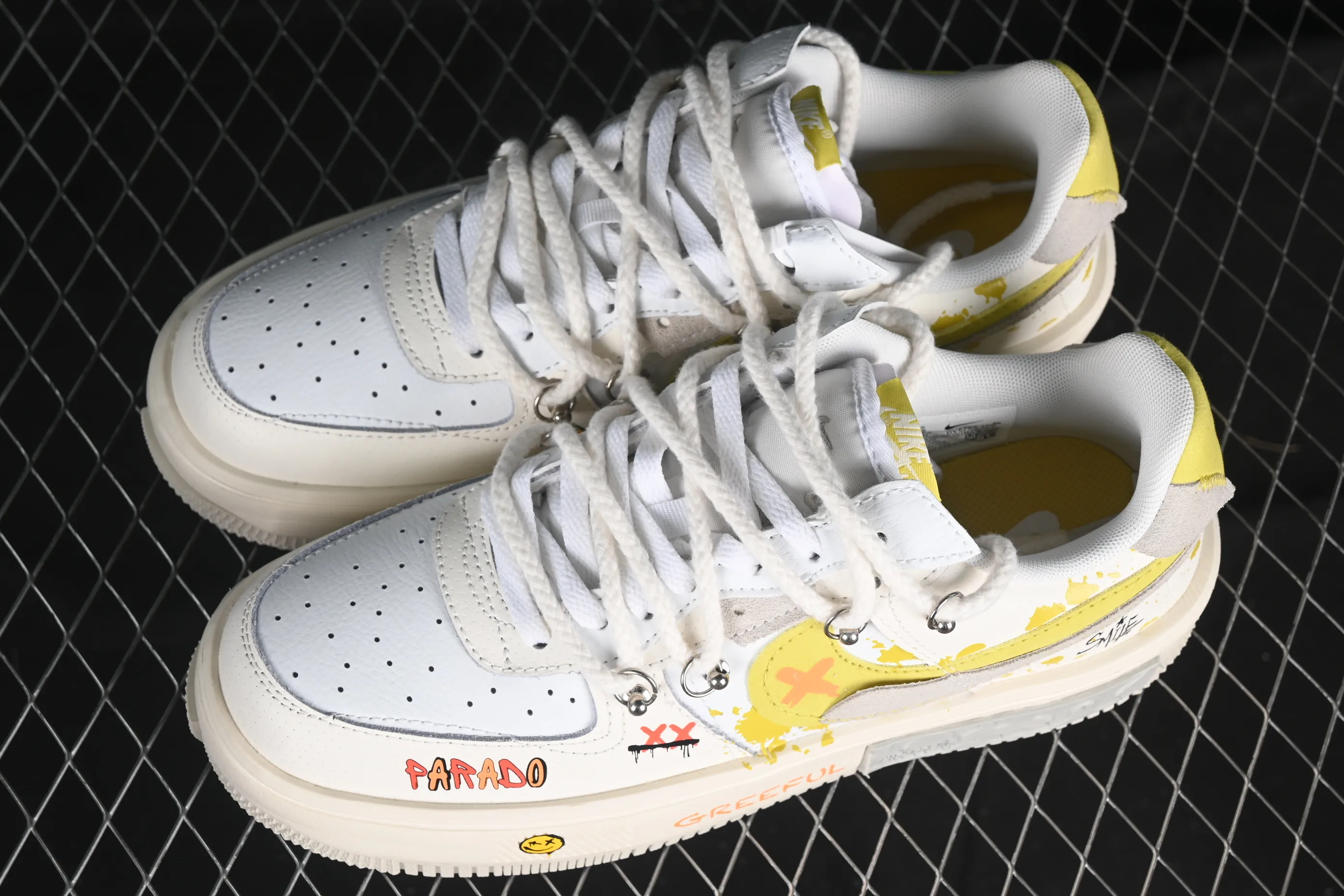 All categories Nk Air Force 1 Air Force series Nk Air Force 1 Fontanka Air Force low-top Nk Air Force 1 Fontanka New fashion style Graffiti emoticon pack Air Force One customized deconstructed strap low-top casual sneakers DV6984-001